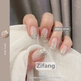 Fluorescent Manicure European And American Style Nightclub (Option: B1 1 Stars Sparkle Silver)